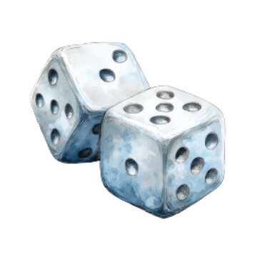 Two old metal dice cubes closeup.