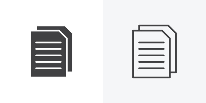 Documents icon vector sign symbol isolated on white. Stroke and clipart style
