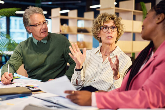 Businesswoman executive explaining strategy in meeting