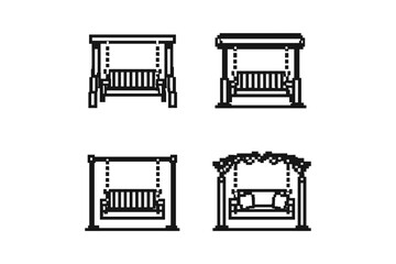 Fototapeta premium Collection of four different swing set designs in a simple line art style
