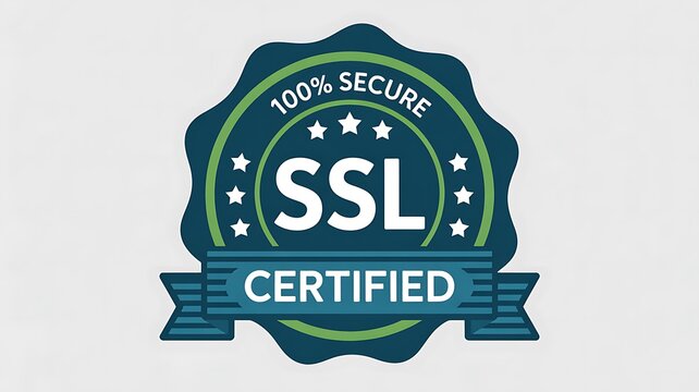 SSL certified, secure, website security badge, 100% secure seal, certification icon