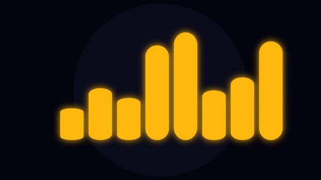 Animated audio frequency bars changing size and color in a seamless loop motion clip that represents digital sound waves moving rhythmically for modern media production projects