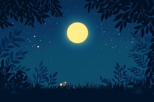 Serene night under the full moon
