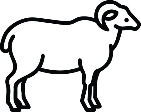 Ram sheep line art illustration isolated on white background
