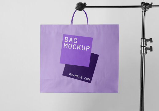 Shopping Bag Hanging on Tripod Mockup