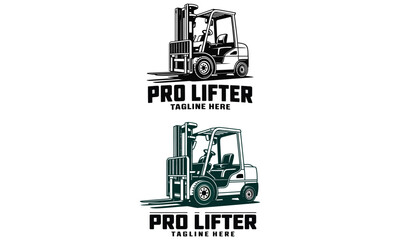 Obraz premium Professional forklift machine logo template with industrial warehouse transport branding design 