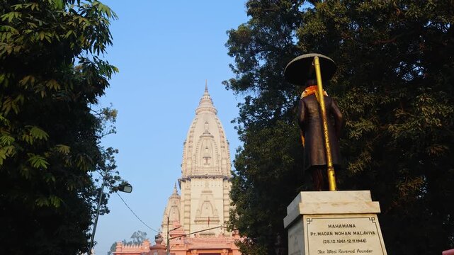 iconic birla temple varanasi with towering spire and traditional sacred architecture