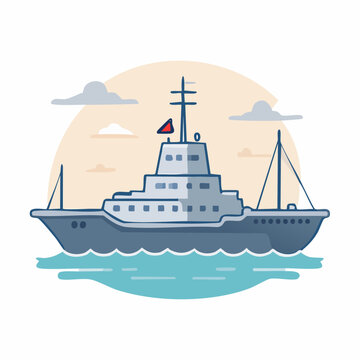 Illustration of a large ship sailing on the sea