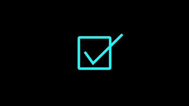 Red color chack mark animation on black background. Tik mark icon animation.