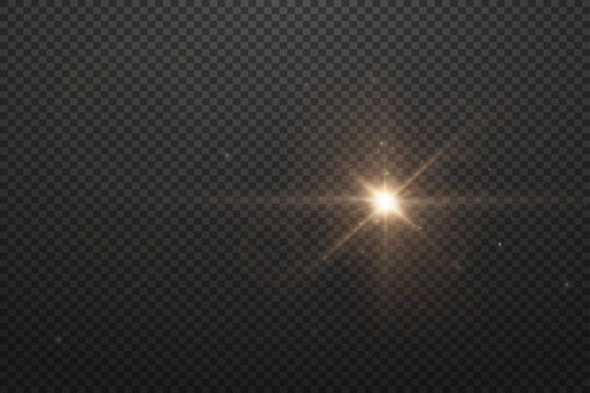 Flash of light and glitter Light explosion effect and star rays