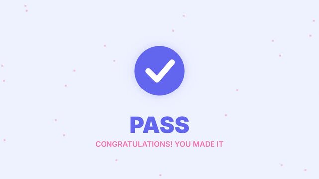 Language Proficiency Test Score Calculation and Passed Exam Congratulations Animated Screen