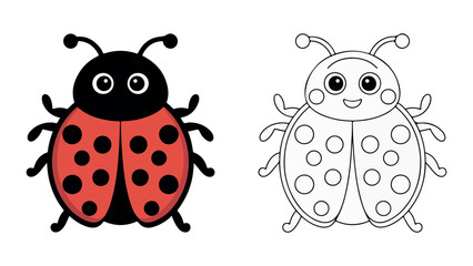 Cute cartoon ladybug and child with polka dot patterns © Mahfujur Riyad