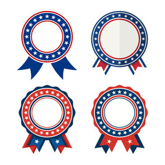 Patriotic American Flag Color Award Ribbon Badges Set for July 4th and Memorial Day Graphic Design Elements © thebaikers