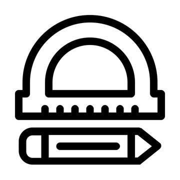 Geometry Protractor Ruler Pencil Math Icon