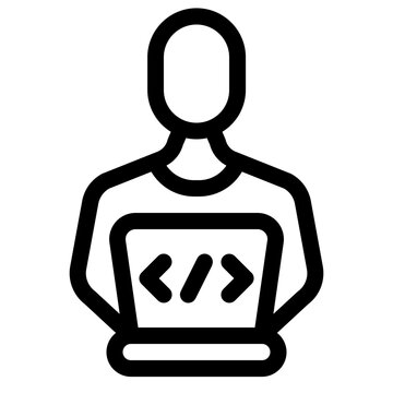 Student Laptop Coding Programming E-learning Icon