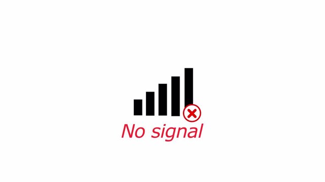 signal lost icon animation in 4K animation with alpha channel inside red color digital disconnection communication disruption issue on transparent background connection lost animation with symbol