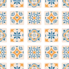 Fototapete Portugal Keramikfliesen Amalfi tile seamless pattern with Mediterranean geometric mosaic ornaments. Vector illustration perfect for ceramic backgrounds and patchwork surfaces.  © vik.stock