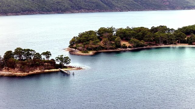 Isla of the deat at Port Arthur historic park ruins of old colonial time prison in Tasmania.