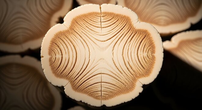 Abstract cross section of tree trunk with symmetrical rings