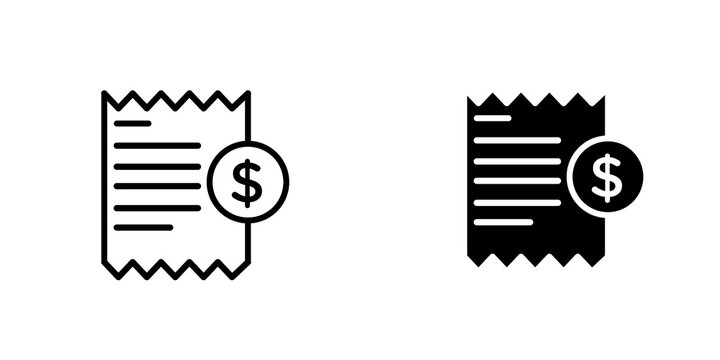 Paper receipt icon on white background, editable stroke svg 10