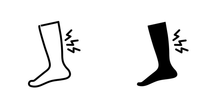 Shin pain icon on white background, editable stroke svg 10