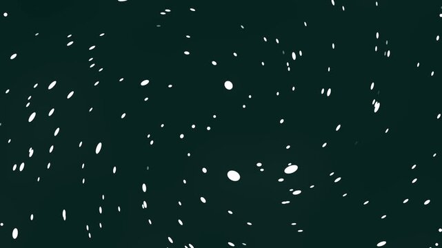 Particle animation with white dots and streaks. Particle abstract dark teal background. Particle modern background graphic on black background for technology.