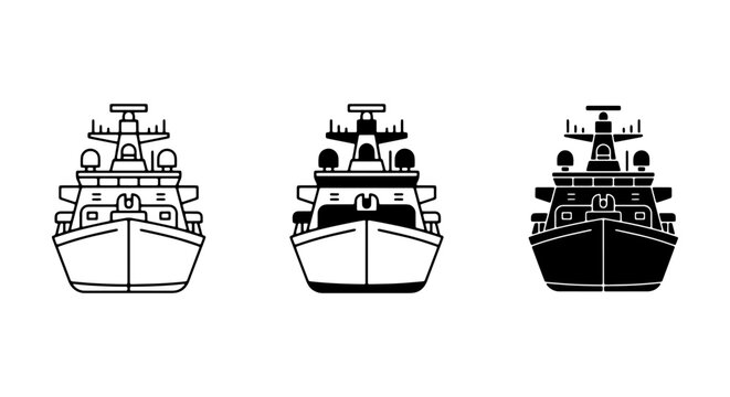 Naval Ship Icons, Military Vessel Vector Set, Coast Guard Boat Graphics, Maritime Transport Collection
