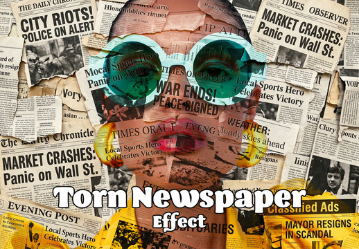 Torn Newspaper Collage Effect