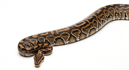 Fototapeta premium Brown snake with orange spots crawling.