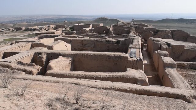 View of the ancient Parthian site of Nisa. Near Ashgabat. Turkmenistan. Winter.	
