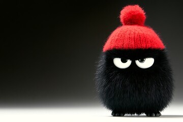 Fototapeta premium Whimsical black toy with red hat