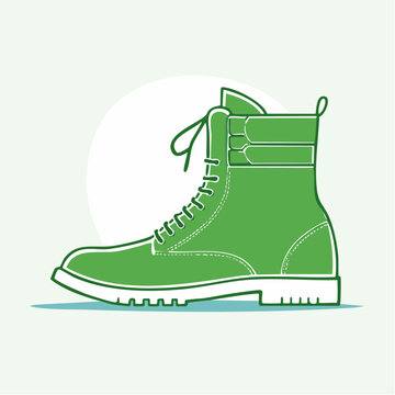 Green Combat Boot Illustration