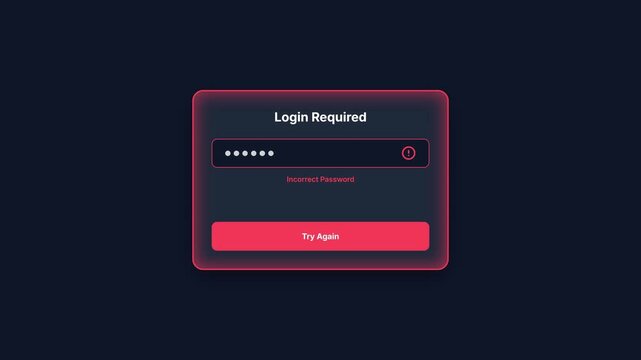 Animated Login Screen with Password Field and Submit Button.