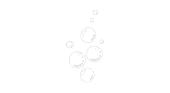 Clear transparent soap bubbles floating.