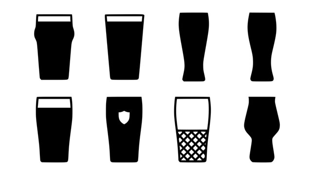 Various beer glasses in different shapes and sizes illustration