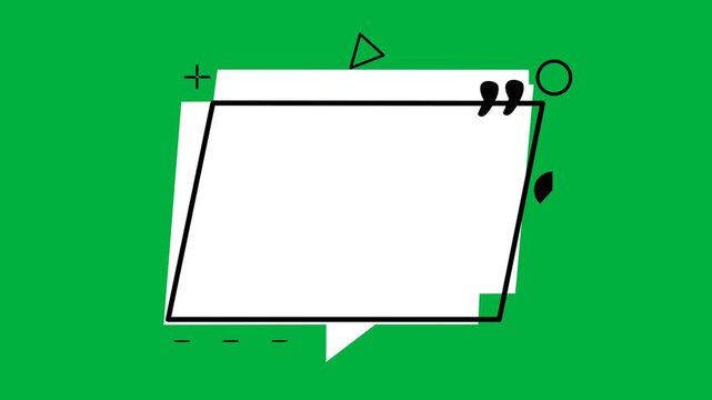 Blank speech bubble animation with geometric elements on green screen 