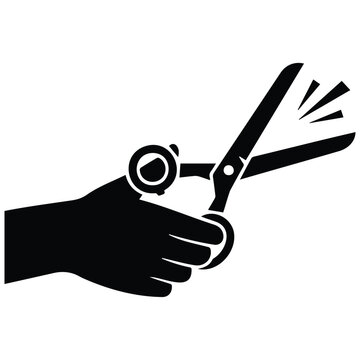 Hand silhouette using scissors to cut, graphic design vector illustration.