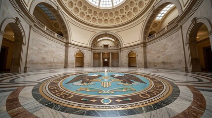 Fototapeta premium New Mexico State Capitol Rotunda with Great Seal Interior