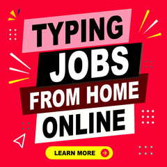 Naklejka premium Red Typing Jobs Online Work From Home Promotion Banner