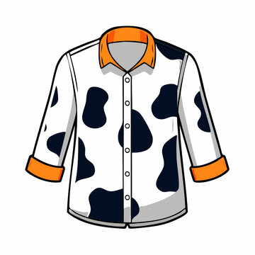 Cartoon Cow Print Shirt Illustration