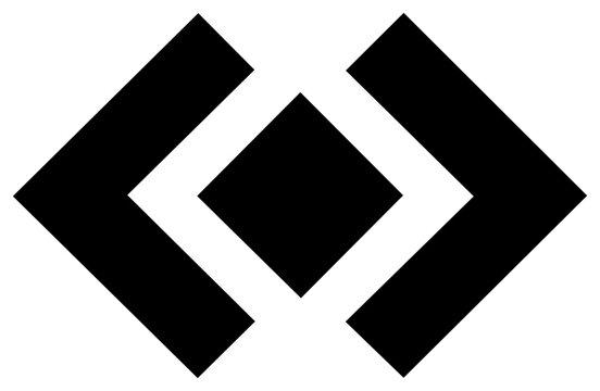 Solid black filled icon of straddle strategy both directions geometric shape business concept financial symbol stock market illustration