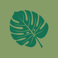 Minimalist monstera deliciosa leaf illustration, flat vector design of a tropical plant foliage, botanical graphic element for naturethemed decor © PixelVista