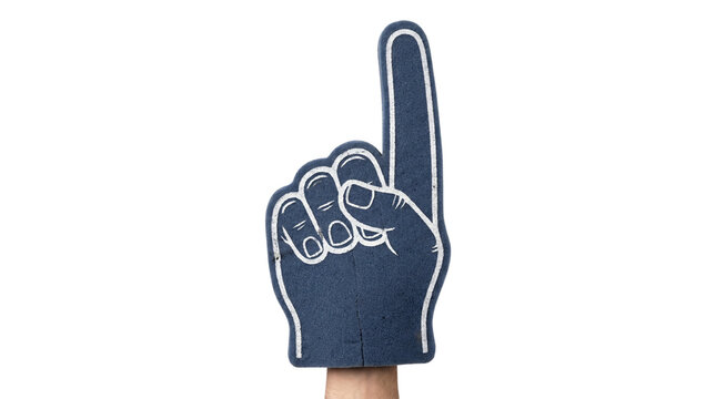 Blue foam finger number one isolated on transparent background png