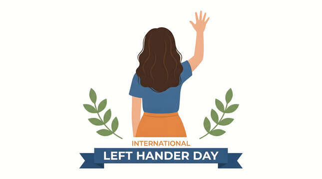 international left hander day, left handed woman waving