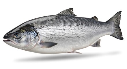 Obraz premium Silver salmon fish isolated on plain white background.