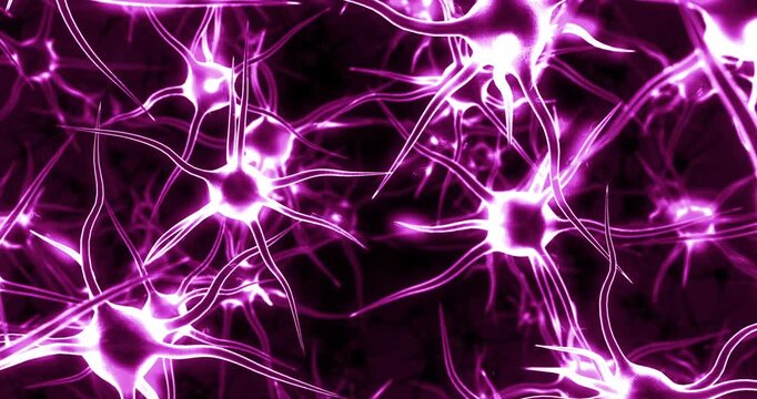3D motion graphics of neurons firing followed by zoom into genetic DNA helix. Scientific 3D Animation.