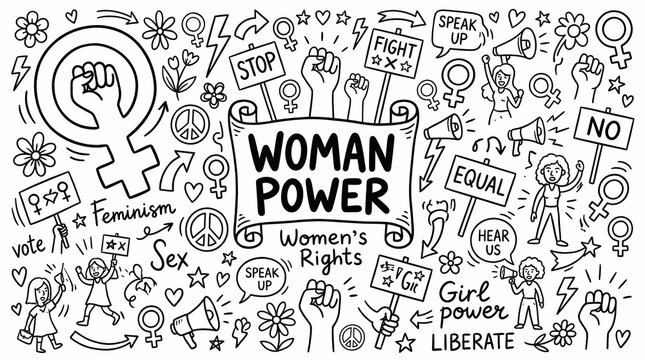 Woman power, feminism and equality concept illustration