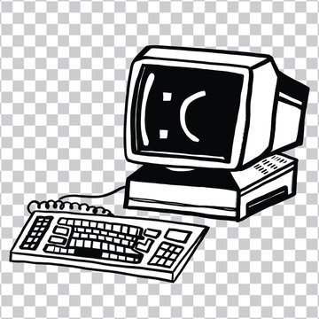 Sad computer face with a keyboard and monitor representing technology failure or a bad user experience
