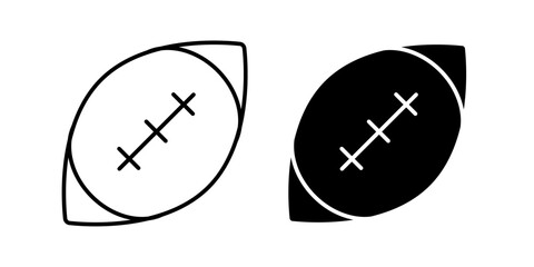 Football icon in stroke and solid fill style, displayed in black on white background. Ideal for sports, games, tournaments, and football-related interfaces. © vector land