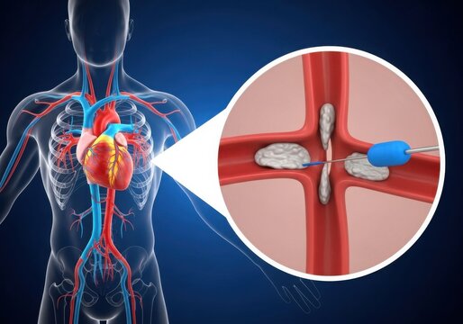Human heart with pacemaker implant illustration